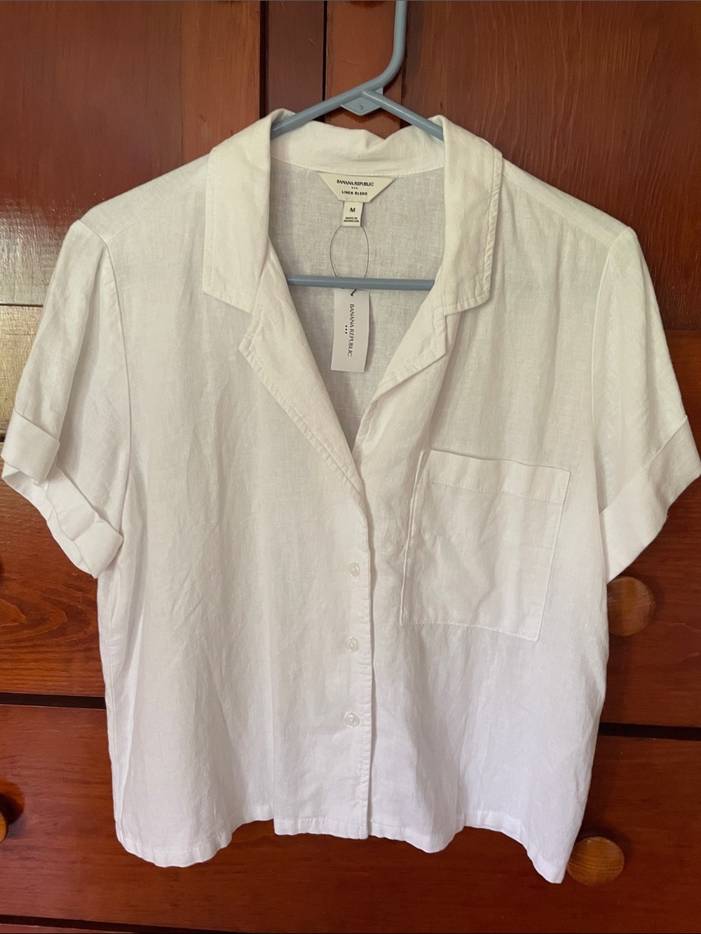Banana Republic White Linen-Blend Button Shirt NWT